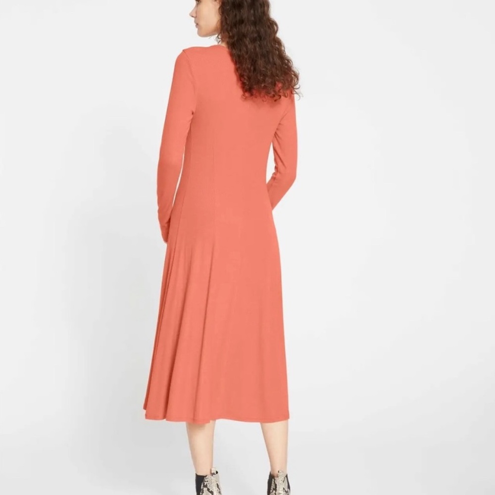 Universal Standard Form Rib Portrait Long Sleeve Dress in Aperol